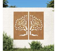 vidaXL Garden Wall Decorations 2 pcs 105x55 cm Corten Steel Tree Design