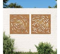 Vidaxl Garden Wall Decorations 2 Pcs 55X55 Cm Corten Steel Rose Design