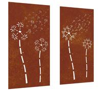vidaXL Garden Wall Decorations 2pcs 105x55cm Corten Steel Flower Design