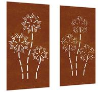 vidaXL Garden Wall Decorations, Corten Steel Flower Design, 2 pcs, Rusty Finish, Weather-resistant