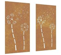 vidaXL Garden Wall Decorations 2 pcs, Metal Wall Art with Flower Design, Wall Decor for Outdoor Garden Patio Balcony Yard Patio Lawn, Corten Steel