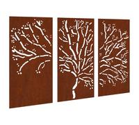 vidaXL Garden Wall Decorations 3 pcs 105x55 cm Corten Steel Tree Design