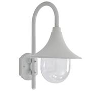 vidaXL Garden Wall Lamp E27-42cm Aluminium White Outdoor Lantern, IP44 Weather-, Up to 60W Bulb Compatible for Patio/Terrace