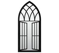 vidaXL Garden Wall-mounted Iron Mirror, Durable and Rustic Outdoor Décor Accessory, 100x45 cm, Black