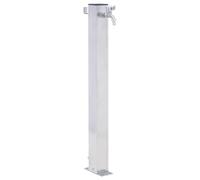 vidaXL Stainless Steel Garden Water Column 40 cm - Square, Free-standing Outdoor Faucet with Hook, Suitable for Irrigation, Car Washing, and Pet Showering