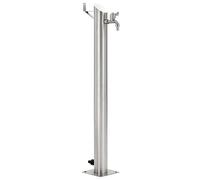 vidaXL Garden Water Column - Stainless Steel Round Outdoor Freestanding Faucet - 95 cm in Height