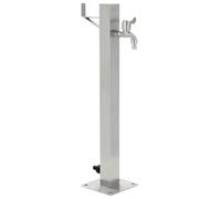 vidaXL Garden Water Column Stainless Steel Square 65 cm with Faucet, Mounting Accessories, Silver