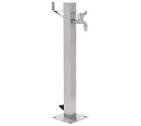 vidaXL Garden Water Column Stainless Steel Square 65 cm with Faucet, Mounting Accessories, Silver