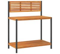 vidaXL Garden Work Table Potting Bench Plant Stand Solid Wood Acacia and Steel