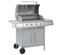 vidaXL Gas Barbecue Grill 4+1 Cooking Zone Silver Stainless Steel NEW