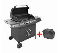 vidaXL Gas Barbecue Grill 6+1 Cooking Zone Black