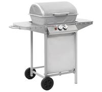 Gas BBQ Grill with 2 Cooking Zones Silver Stainless Steel