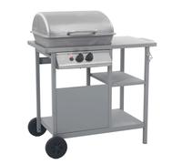 vidaXL Gas BBQ Grill with 3-layer Side Table Black and Silver Outdoor Grill