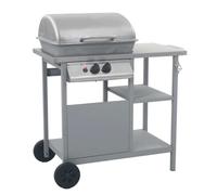 vidaXL Gas BBQ Grill with 3-layer Side Table Black and Silver UK HOT