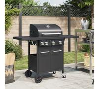 vidaXL Gas BBQ Grill with 4 Burners Gas Barbecue Black Powder-coated Steel