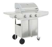vidaXL Gas BBQ Grill with 4 Burners Gas Barbecue Grill Silver Stainless Steel