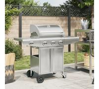 vidaXL Gas BBQ Grill with 4 Burners Silver Stainless Steel NEW