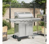 vidaXL Gas BBQ Grill with 5 Burners Gas Barbecue Grill Silver Stainless Steel