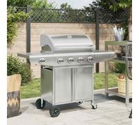 vidaXL Gas BBQ Grill with 5 Burners Silver Stainless Steel NEW