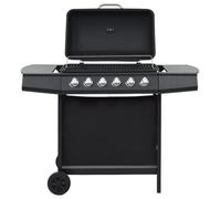 vidaXL Gas BBQ Grill with 6 Cooking Zones Steel Black Garden Barbecue Burner