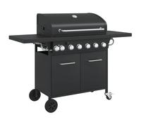 vidaXL Gas BBQ Grill with 7 Burners Gas Barbecue Black Powder-coated Steel