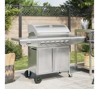 vidaXL Gas BBQ Grill with 7 Burners Gas Barbecue Grill Silver Stainless Steel