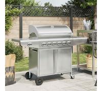 vidaXL Gas BBQ Grill with 7 Burners Silver Stainless Steel UK