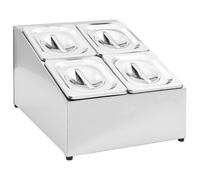 vidaXL Stainless Steel Gastronorm Container Holder with 4 GN Pans - Matching Lids