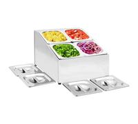 vidaXL Stainless Steel Gastronorm Container Holder with 4 GN Pans - Matching Lids