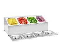 vidaXL Stainless Steel Gastronorm Container Holder with 4 GN 1/6 Pans and Lids - Easy-to-Clean and Dishwasher Safe for Restaurants, Homes and Parties