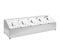 vidaXL Gastronorm Container Holder with 5GN 1/6 Pan Kitchen Utensil Spice Food Organiser Rack Condiment Jar Seasoning Box Stainless Steel