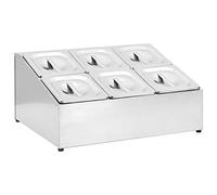 vidaXL Gastronorm Container Holder with 6GN 1/6 Pan Kitchen Utensil Spice Food Organiser Rack Condiment Jar Seasoning Box Stainless Steel