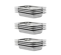 vidaXL 12x Gastronorm Containers Space-saving Stackable Tray Kitchen Utensil Cooking Cookware Container GN 1/4 40mm Stainless Steel