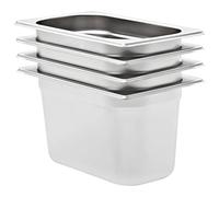 vidaXL 4x Gastronorm Containers Space-saving Stackable Tray Kitchen Utensil Cooking Cookware Container GN 1/4 150mm Stainless Steel
