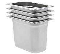 vidaXL 4x Gastronorm Containers Space-saving Stackable Tray Kitchen Utensil Cooking Cookware Container GN 1/4 200mm Stainless Steel