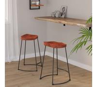 (Brown, 45 x 40 x 63 cm) vidaXL Gavin Bar Stools Dining Room Chair Seat Stool Solid Mango Wood 2 pcs