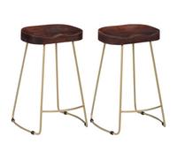 vidaXL 2x Solid Mango Wood Gavin Bar Stools 45x40x62cm Kitchen Dining Seat