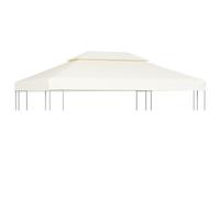 vidaXL Gazebo Replacement Top Cover in Cream White - Water- PVC Coated Fabric - 310 g/m² - 3 x 4 metres - Easy Installation with Hook & Loop Fasteners Included