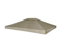 'vidaXL Beige Gazebo Cover Canopy Replacement, 3x4m Dimension, 100% Polyester with PVC Coating, High Durability, Including Grommet Rings and Fasteners