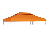 vidaXL Gazebo Top Cover - Water- Replacement Canopy, 310 g/m² Fabric Weight, Fits 3 x 4 m Gazebos, Includes 16 Hook and Loop Fasteners, Vibrant Orange Color