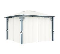 vidaXL Gazebo with Curtain 300x300 cm Cream Aluminium