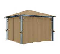 vidaXL Gazebo with Curtain 300x300 cm Taupe Aluminium, Brown