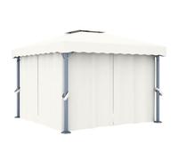 vidaXL Gazebo with Curtain 3x3m Cream White Aluminium Canopy Marquee Pavilion