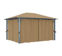 vidaXL Gazebo with Curtain 400x300 cm Taupe Aluminium UK