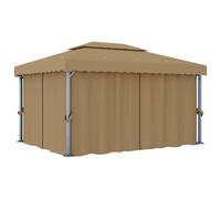 vidaXL Gazebo with Curtain 4x3 m Taupe Aluminium Garden Canopy Shelter Marquee