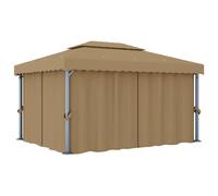 vidaXL Gazebo with Curtain 4x3 m Taupe Aluminium