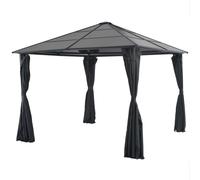 Garden Furniture Set Gazebo with Curtain Aluminium 3x3 m Black