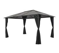 vidaXL Gazebo with Curtain Aluminium 4x3x2.6m Black Patio Party Tent Marquee