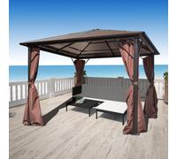 vidaXL Gazebo with Curtain Brown Aluminium 300 x 300 cm