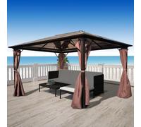 vidaXL Gazebo with Curtain Brown Aluminium 400x300cm Outdoor Marquee Pavilion